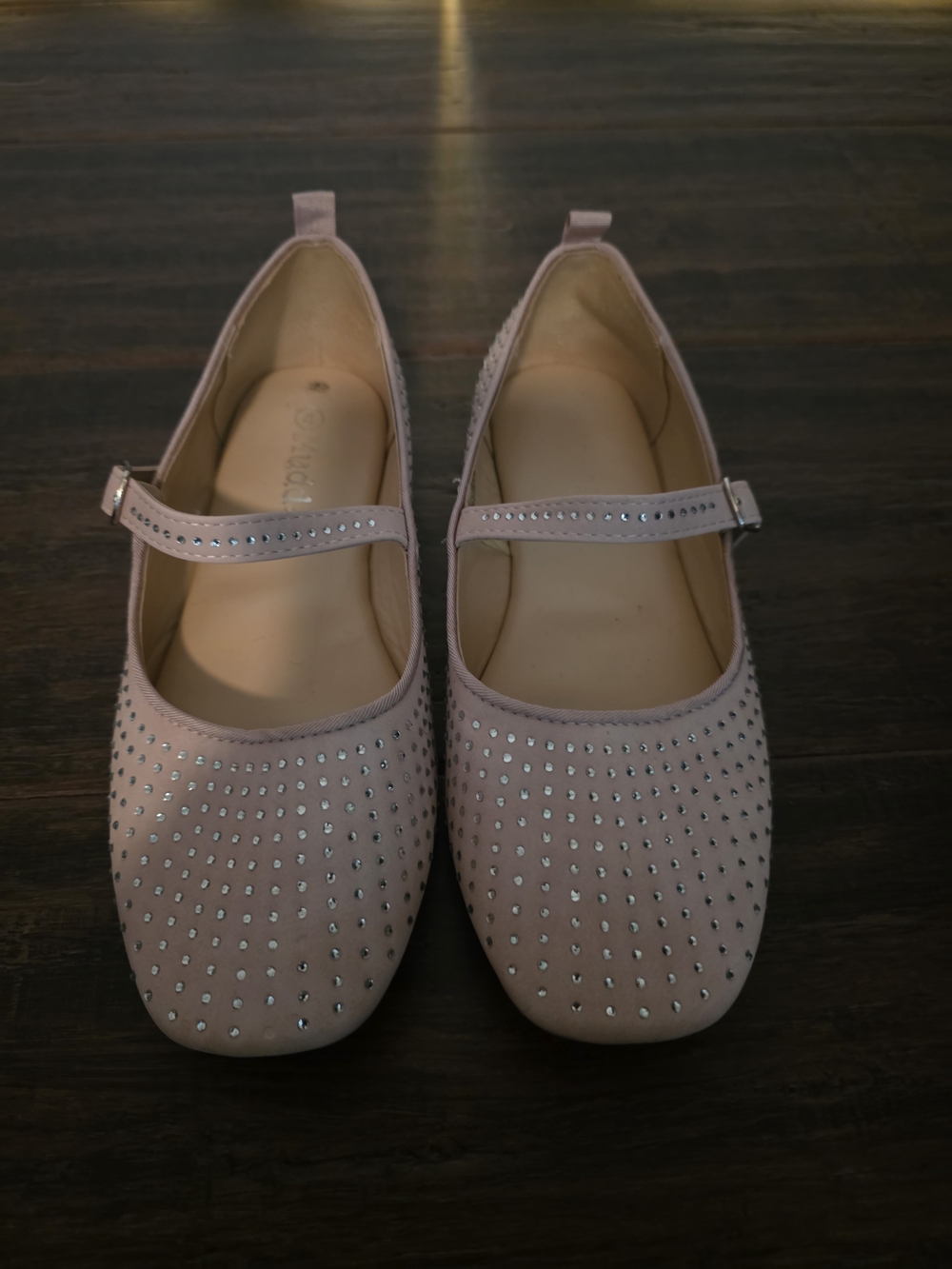 Mudd Girl's Nude Pink Mary Jane Flats with Rhinestones